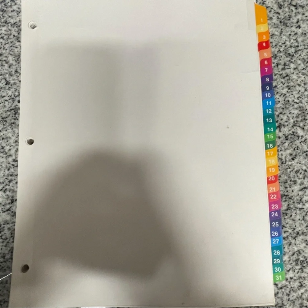 EUC “31-tab Dividers” Multicolor Tabs, 1 Set for 3 Ring Binders